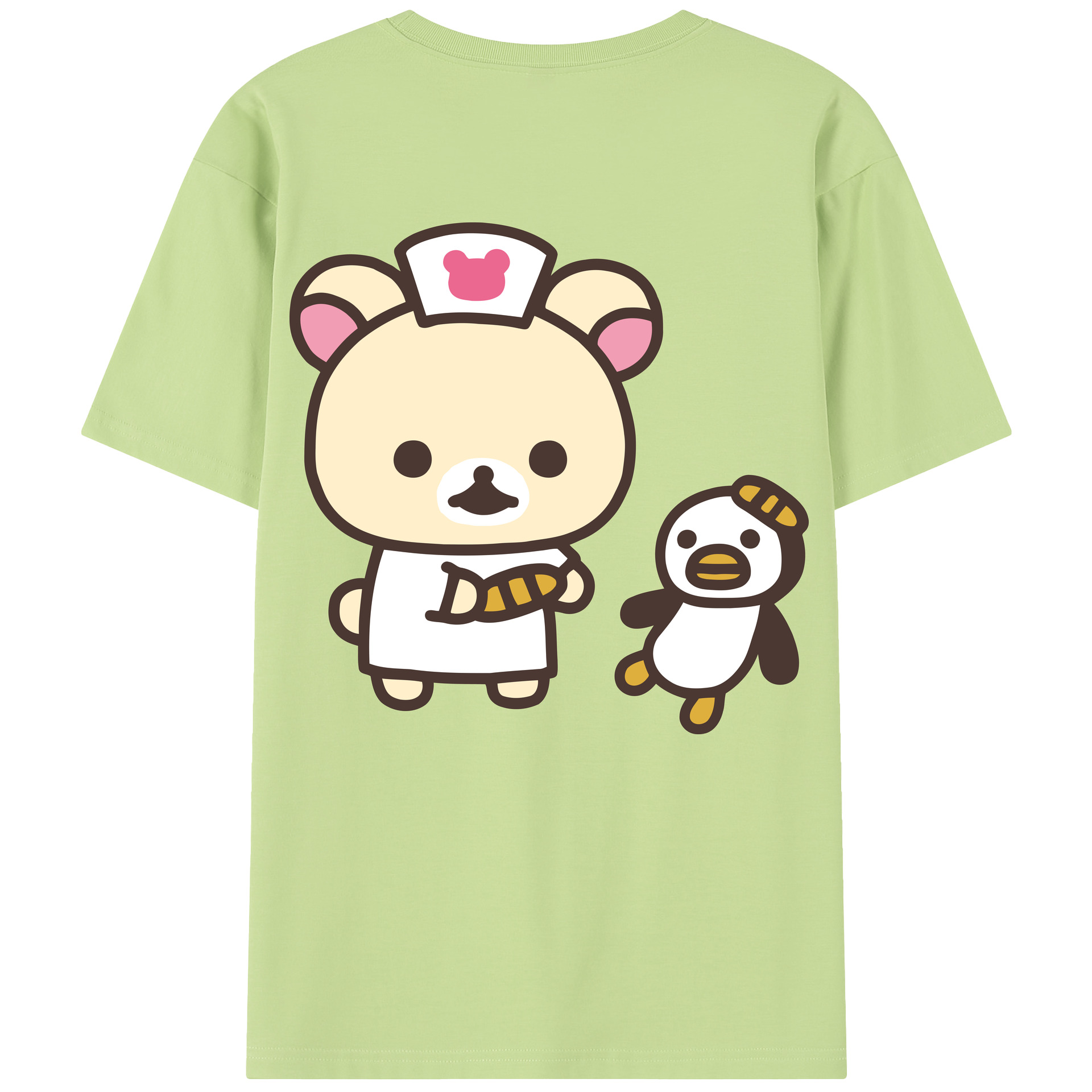（画像用） リラックマ リラックマ キイロイトリ Rilakkuma Korilakkuma Kiiroitori 綿100％半袖Tシャツ（背面プリント）